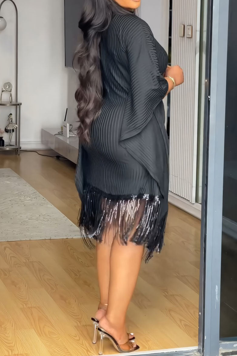 Fringe Combo Dress Lavish Daily