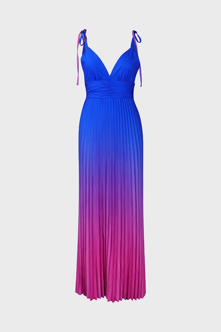 Sleeveless V-neck Pleated Maxi Dress Lavish Daily