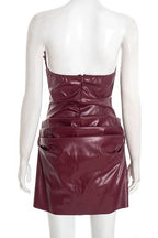 Ruched Leather Bodycon Mini Dress LavishDaily