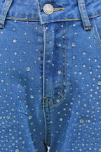 Blue Rhinestones Jeans Lavish Daily