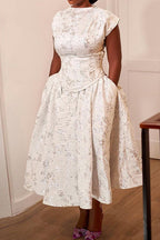 Printed Waist Defined A Line Midi Dress Lavish Daily