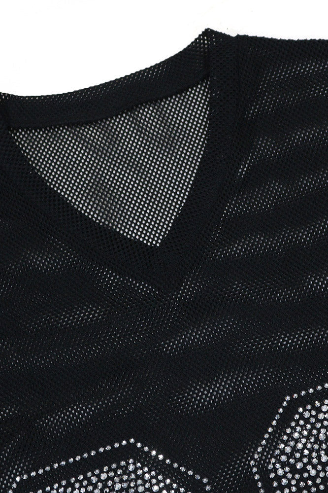 Rhinestone 23 Sheer Mesh Jersey Tunic Lavish Daily
