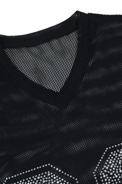 Rhinestone 23 Sheer Mesh Jersey Tunic Lavish Daily