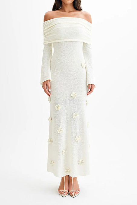 Off Shoulder Knit Maxi Dress Lavish Daily
