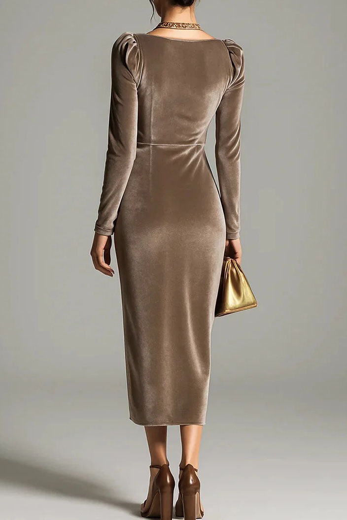 V Neck Midi Sheath Dress Lavish Daily