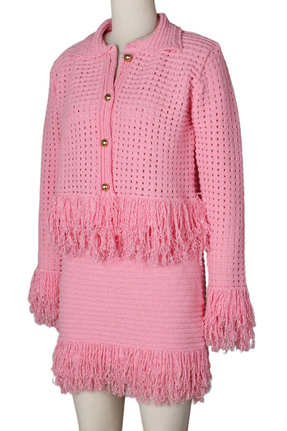 Knitted Fringe Skirt Set Lavish Daily