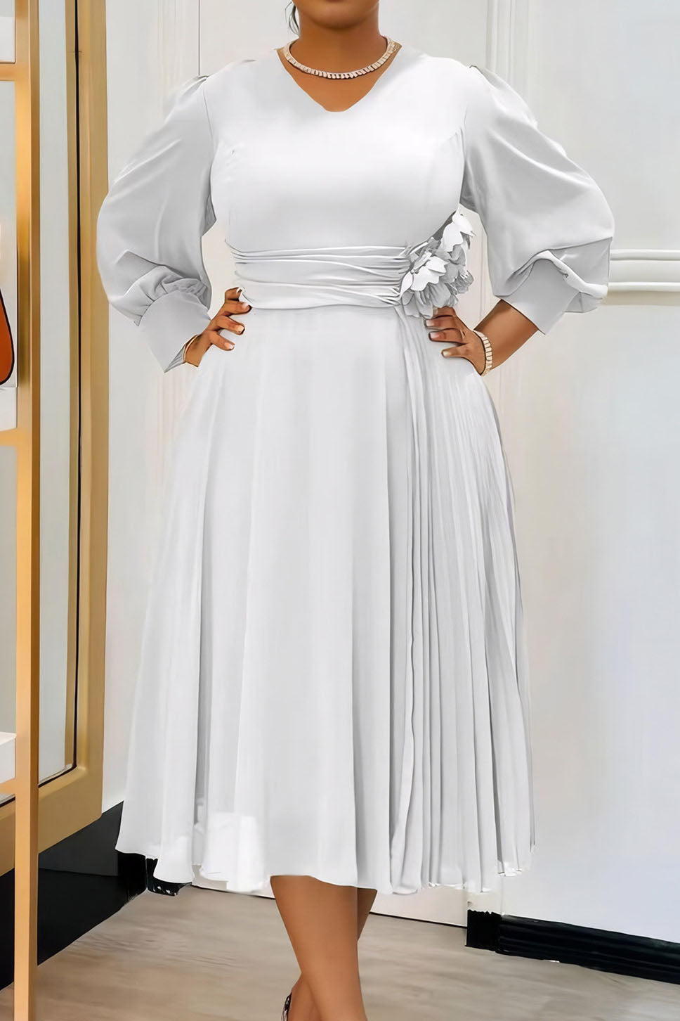 Solid Color A-Line Dress Lavish Daily