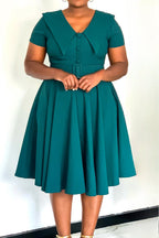 Short Sleeve Fit & Flare Stretch Dress Lavish Daily