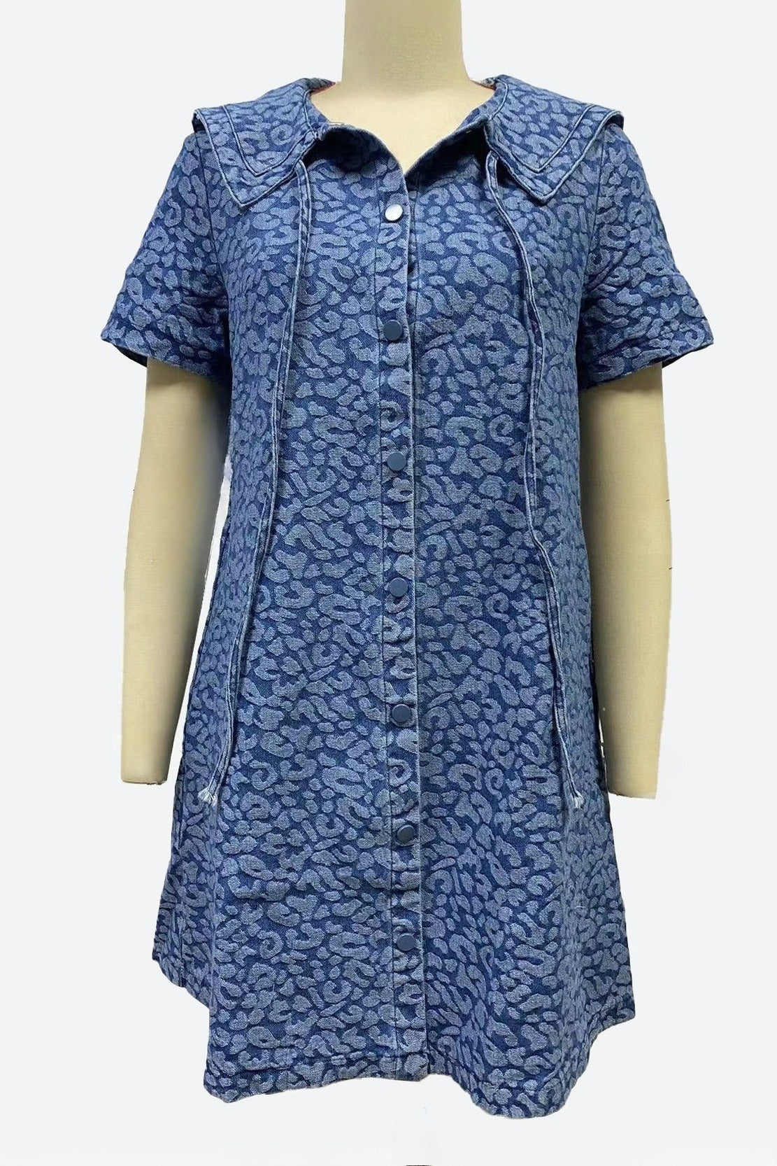 Casual Leopard Print Slimming Denim Dress LavishDaily