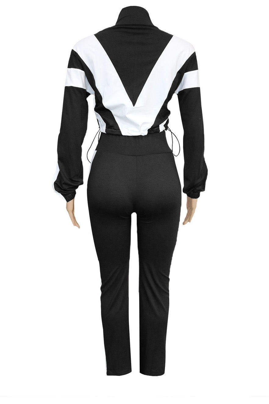 Sporty Color Block 2-Piece Tracksuit Lavish Daily