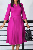 Elegant Solid Pleated Dress Lavish Daily