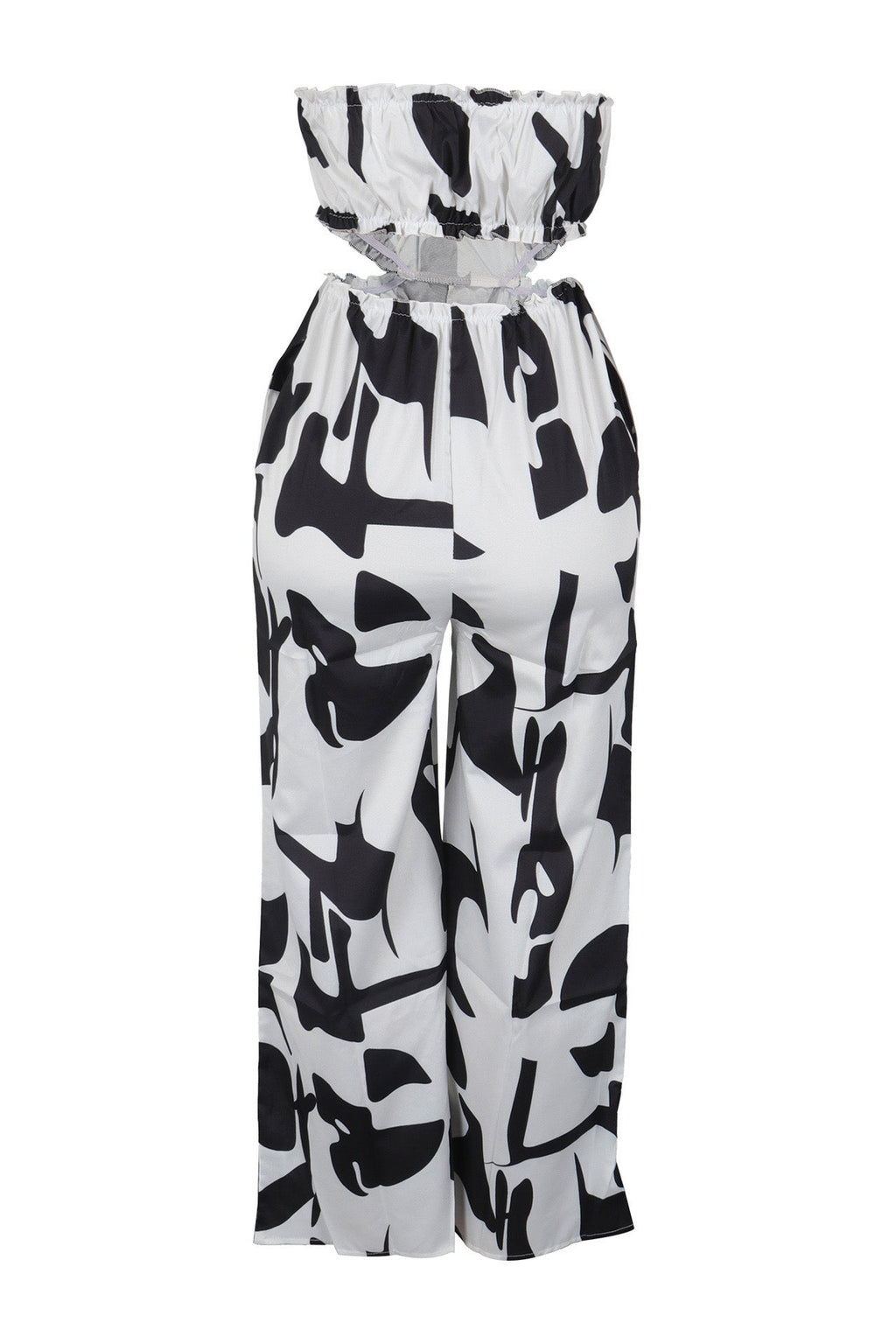Strapless Printed Wide-Leg Jumpsuit Lavish Daily