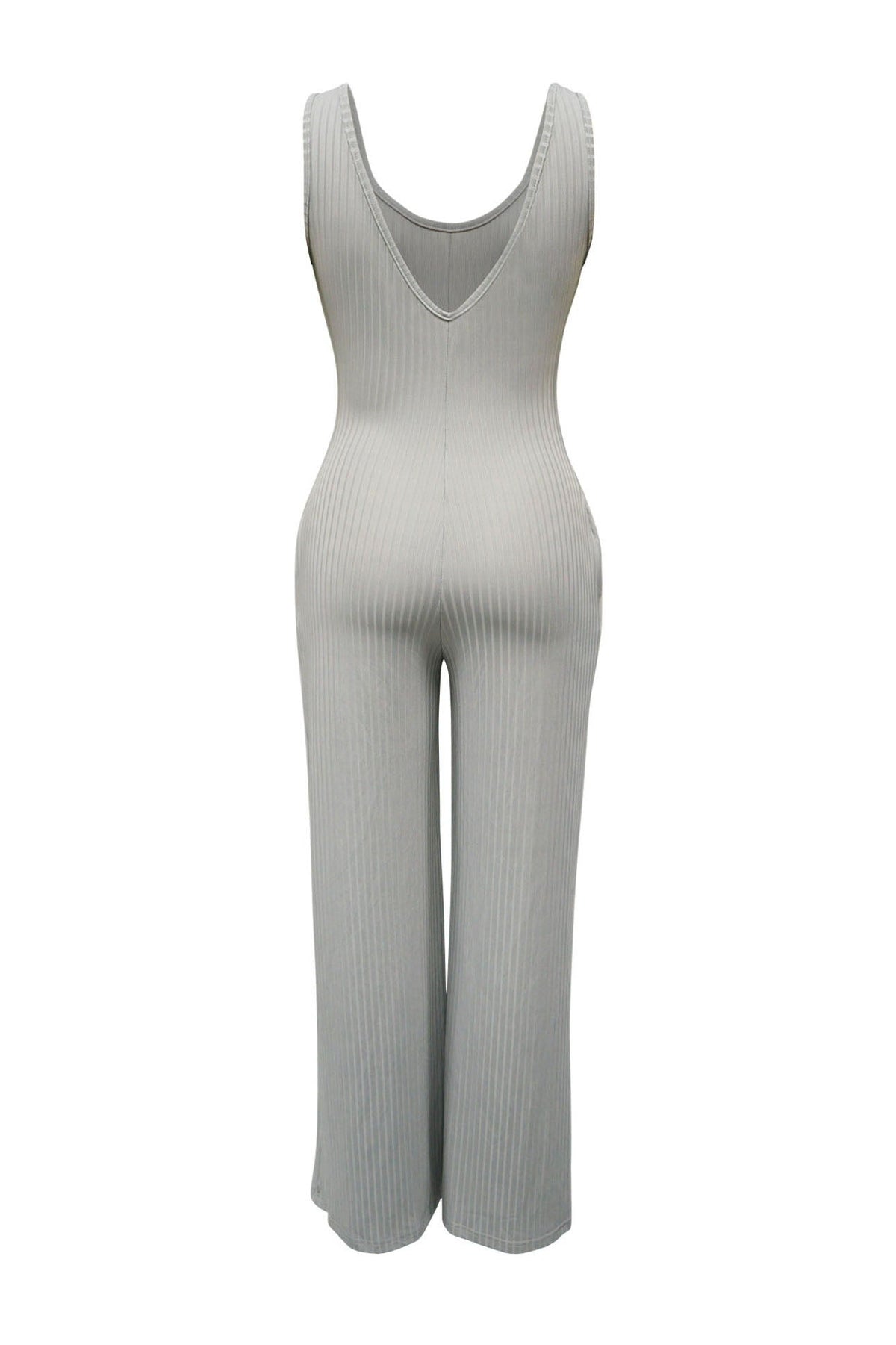 2-Piece Ribbed Knit Tank Jumpsuit & Cropped Top Set Lavish Daily