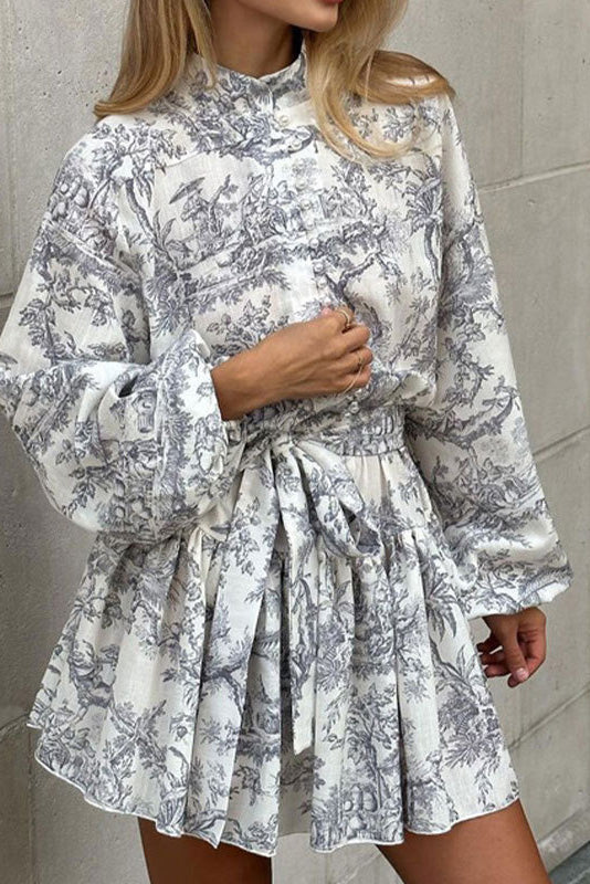 Illustration Print Mini Dress Lavish Daily