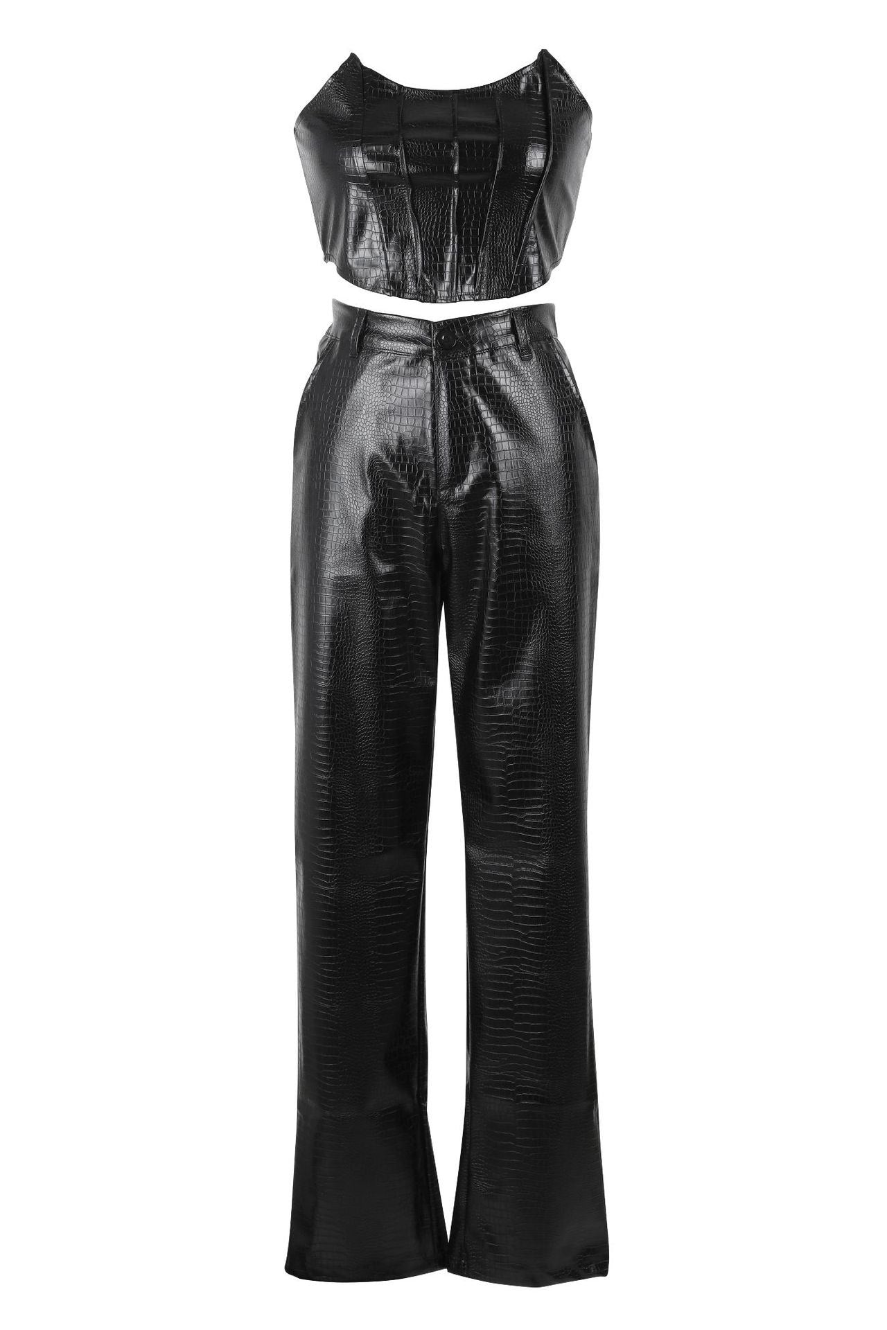 Corset Cutout PU Leather Cargo Set Lavish Daily