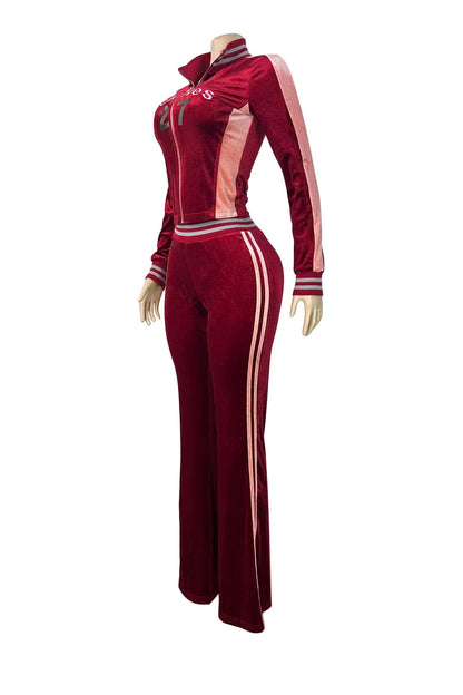Graphic Velour Flared Track Set Lavish Daily