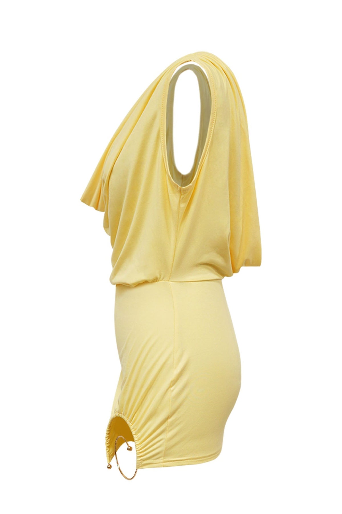 Cowl Neck Spiral Hardware Cutout Mini Dress Lavish Daily