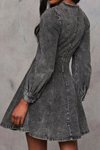 Denim Fit And Flare Mini Dress Lavish Daily