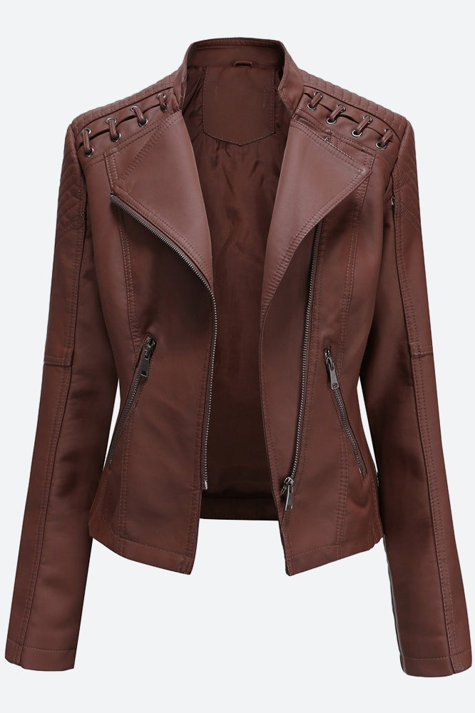 Women Classic Leather Jacket Lavish Daily