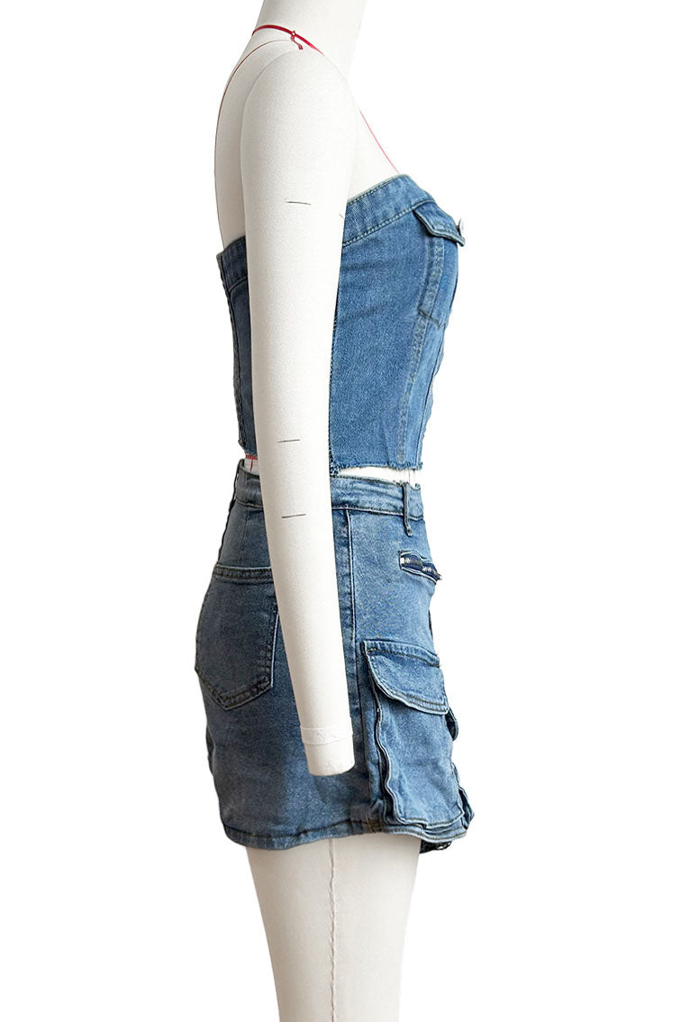 Strapless Denim Shorts Set Lavish Daily