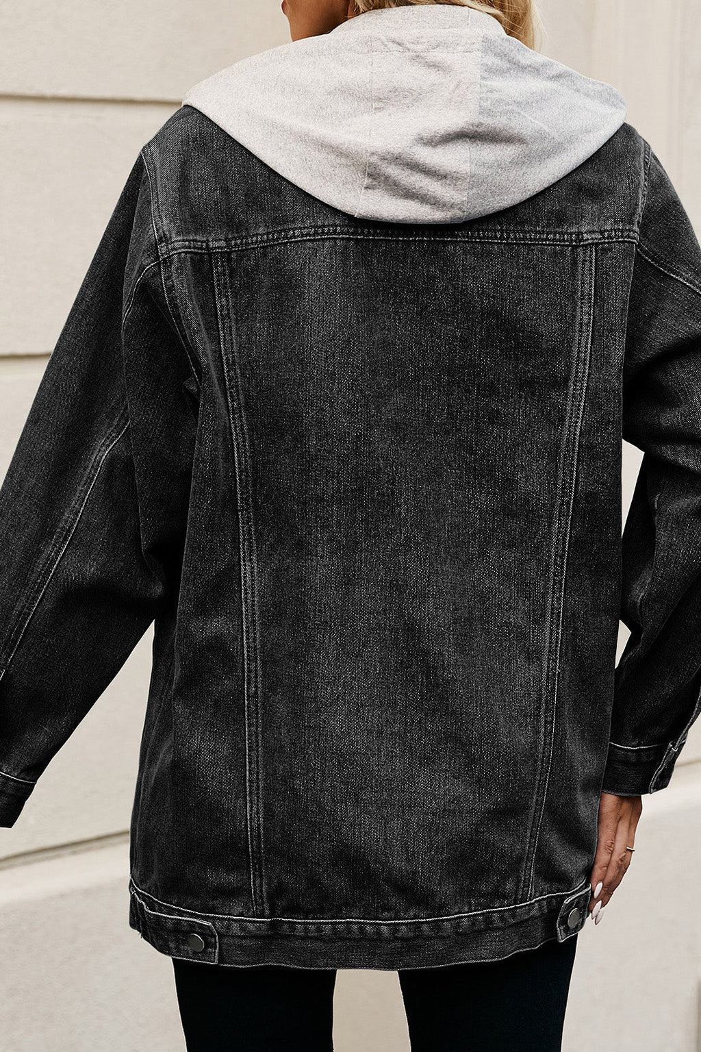 Denim Jacket with Detachable Hood Lavish Daily