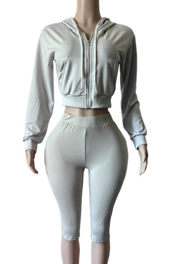 Cropped Zip Hoodie Biker Shorts Set Lavish Daily