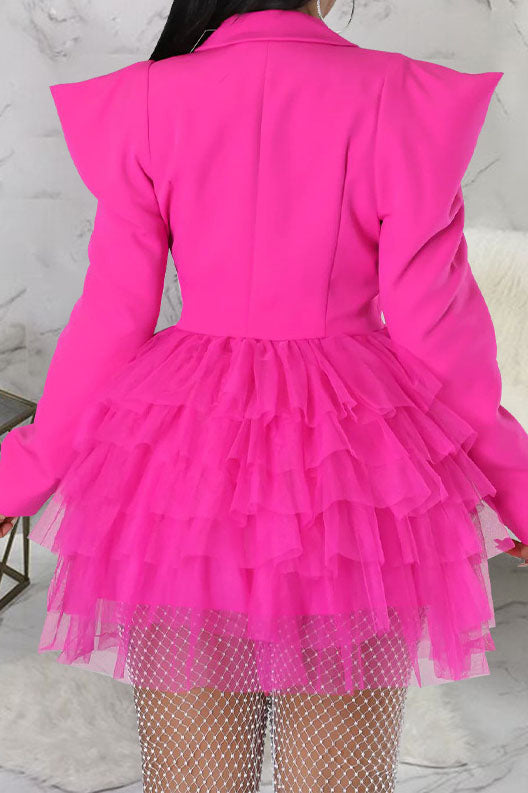 Statement Shoulder Tulle Blazer Dress Lavish Daily