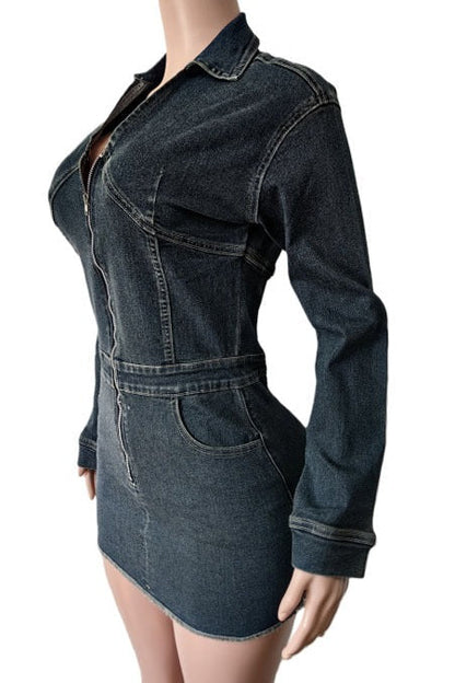 Zip-Up Denim Corset Mini Dress Lavish Daily