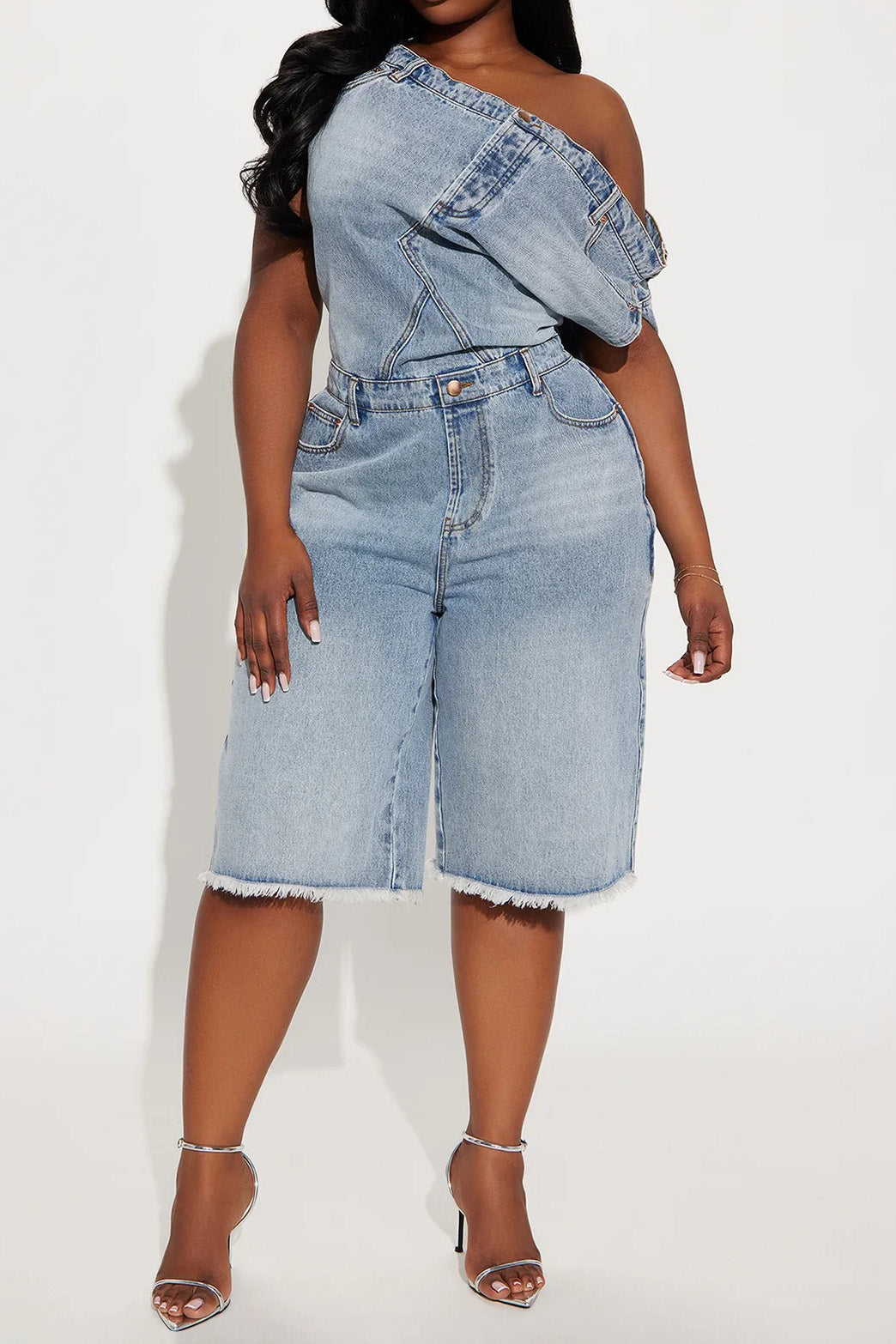 Strapless Off-Shoulder Slim Denim Jumpsuit Lavish Daily