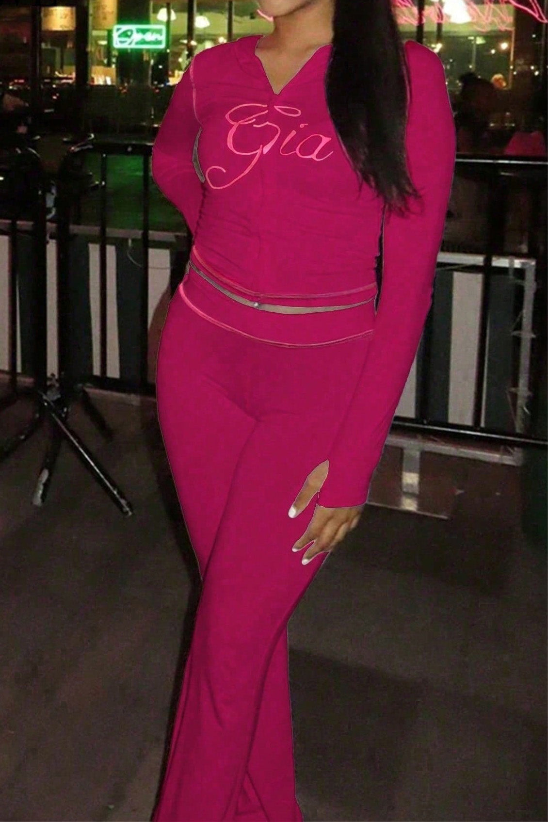 Solid Color 2-Piece Long Sleeve Set Lavish Daily