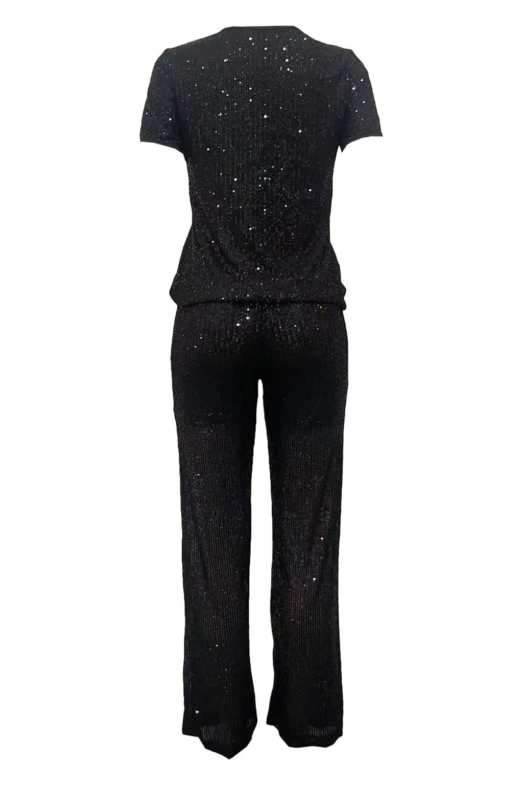 Sequin Solid 2-Piece Set - Tee & Pants Lavish Daily