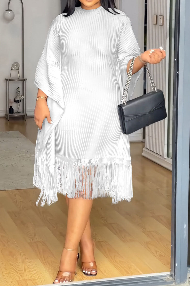 Fringe Combo Dress Lavish Daily