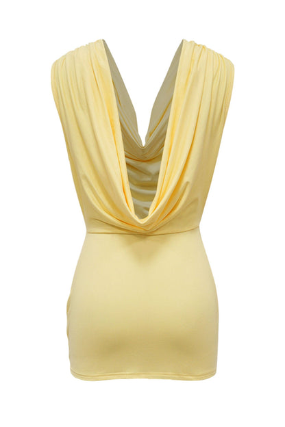 Cowl Neck Spiral Hardware Cutout Mini Dress Lavish Daily
