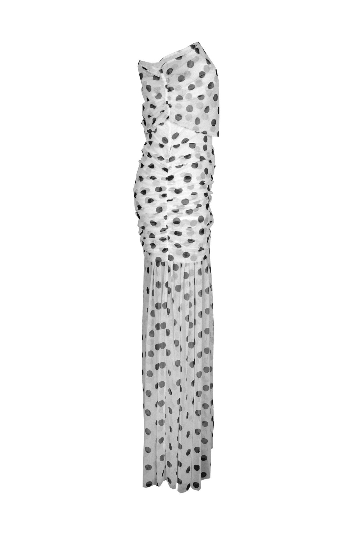 Polka Dot Off-Shoulder Slit Maxi Dress Lavish Daily