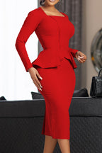 Structured Peplum Midi Dress Lavish Daily