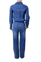 Stretch Long Sleeve Denim Jumpsuit LavishDaily