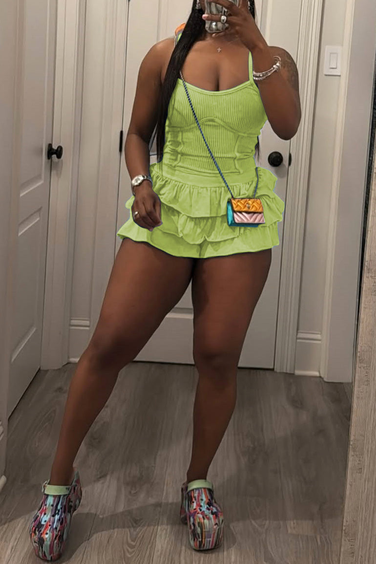 Washed Camisole and Ruffle Skort Set Lavish Daily