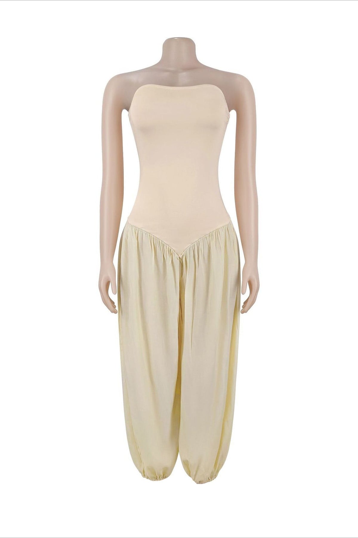 Strapless Sweetheart Pleated Balloon Jumpsuit Lavish Daily