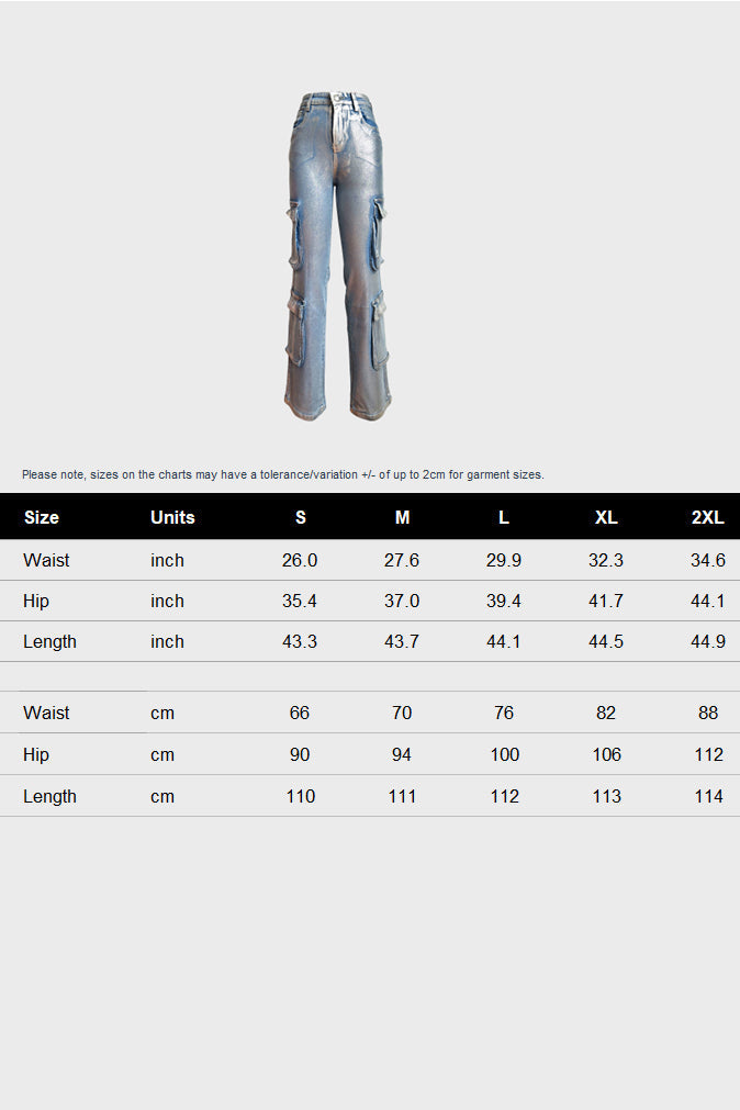 Hot Silver Elastic Cargo Jeans Lavish Daily