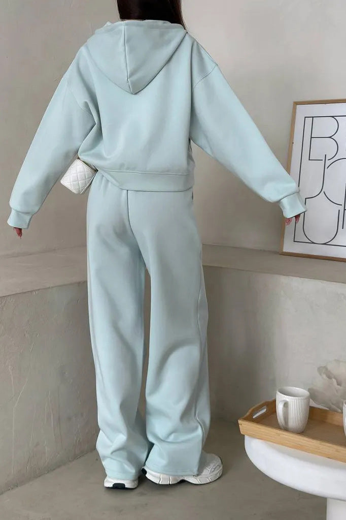 Hooded Zip Sweatshirt & Drawstring Pants Set Lavish Daily