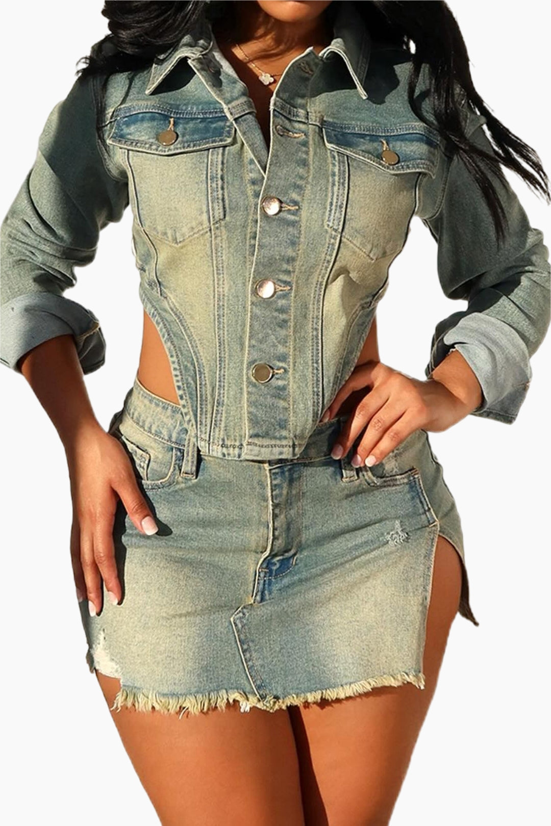 Denim Skirt Set Lavish Daily