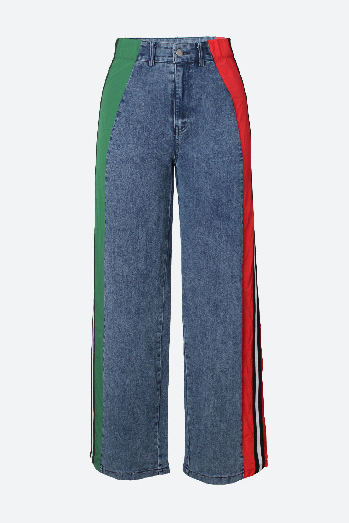 Wide Jeans with Wide Contrast Side Lines Lavish Daily