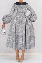 Printed Puff-Sleeve Midi Dress Lavish Daily