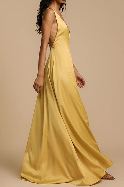 Deep V-Neck Maxi Dress Lavish Daily