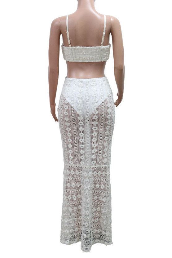 Strapless V-Neck Lace Sheer Bodycon Dress Lavish Daily