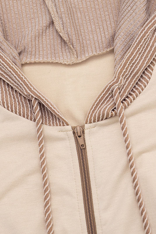 Contrast-Panel Zip Hoodie & Shorts Set Lavish Daily