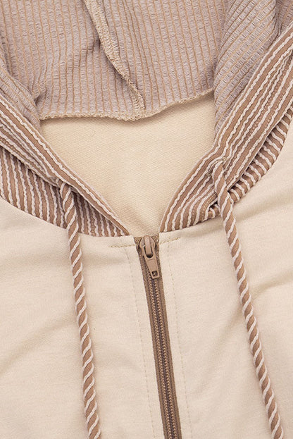 Contrast-Panel Zip Hoodie & Shorts Set Lavish Daily