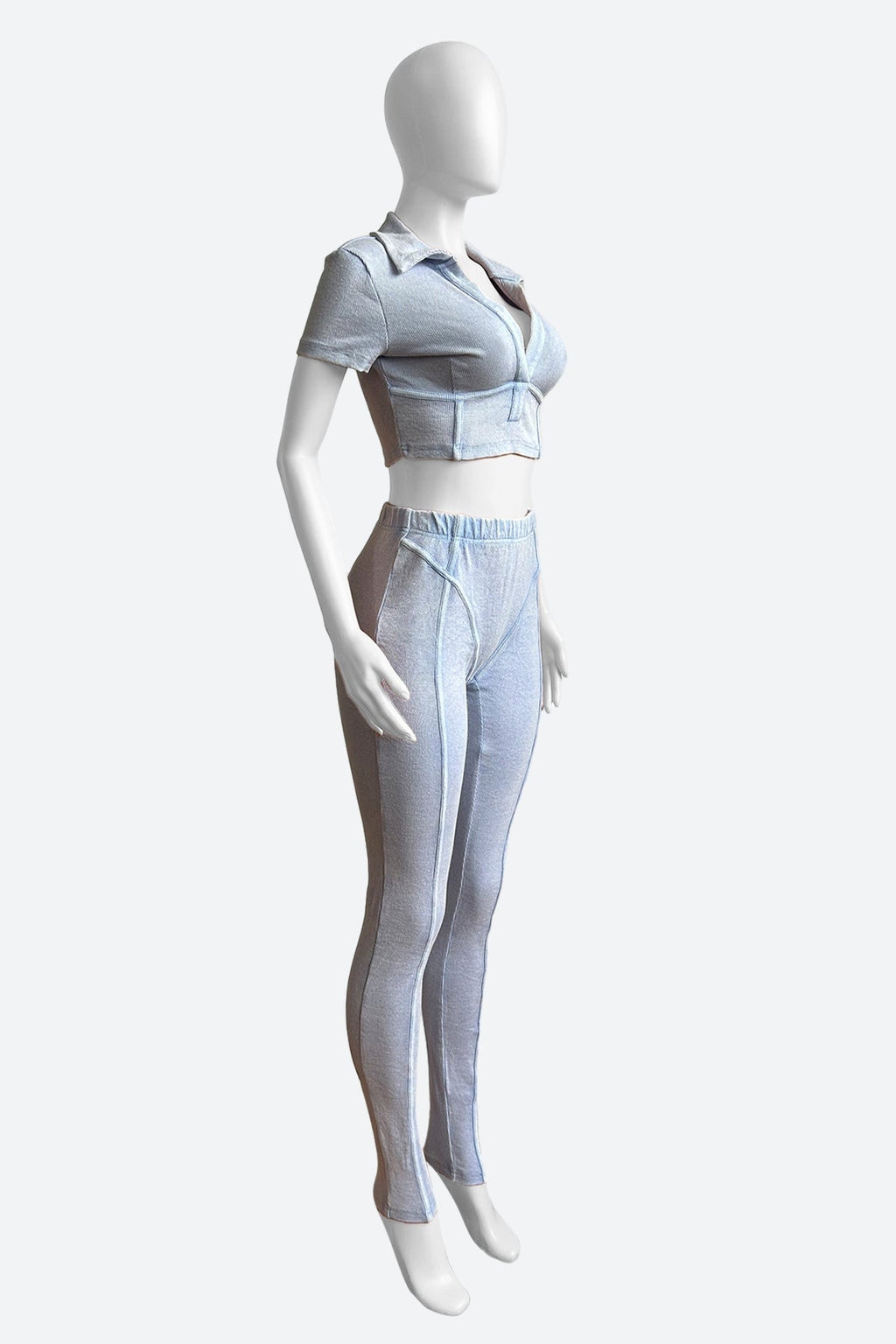 Ribbed Crop Top & High-Waisted Leggings Set Lavish Daily