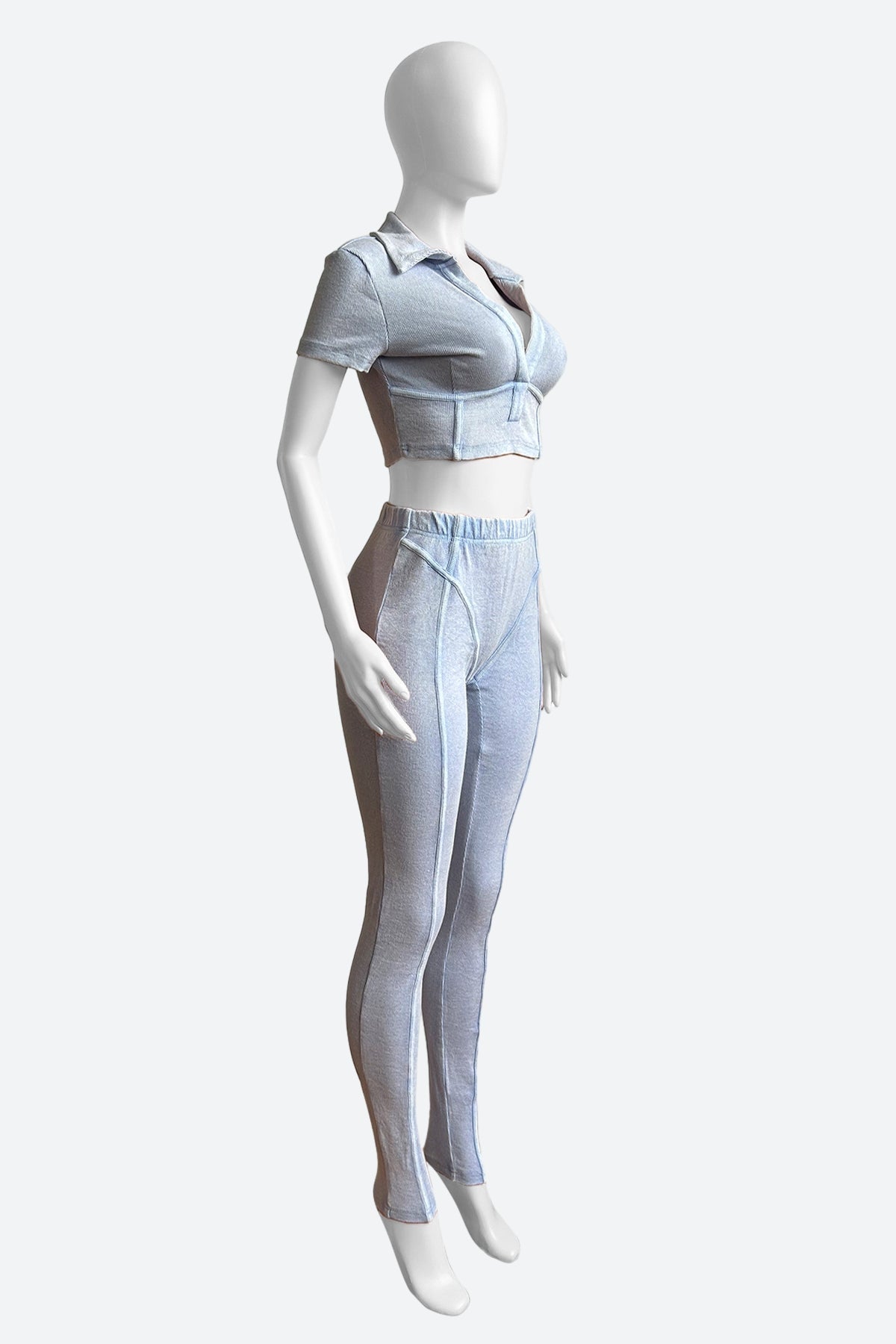 Ribbed Crop Top & High-Waisted Leggings Set Lavish Daily