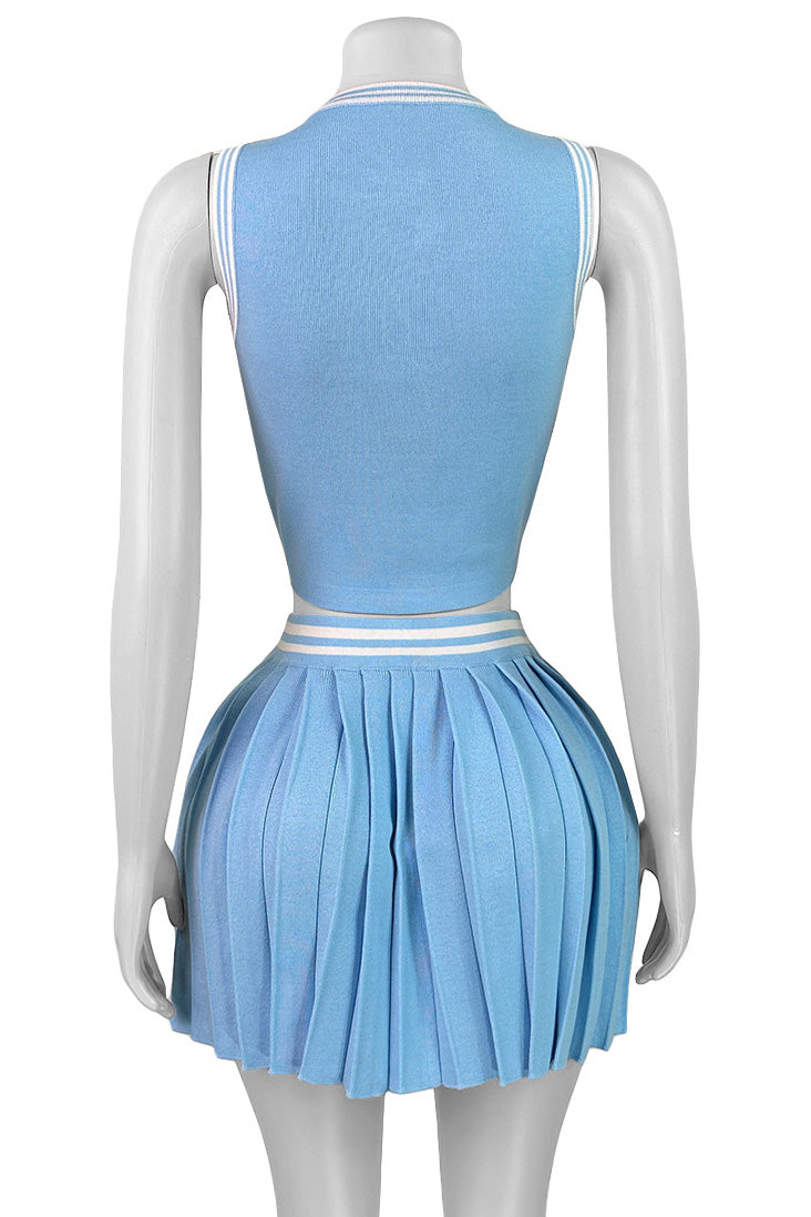 Sleeveless Crop Top and Pleated Skirt Set Lavish Daily